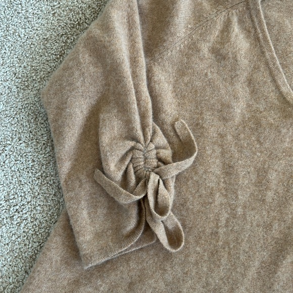 Garnet Hill Tie-Sleeve Cashmere Sweater - Camel - Picture 4 of 11